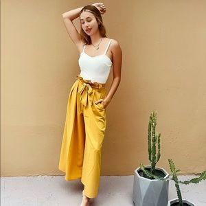 Palazo wide pants color mustard High waisted